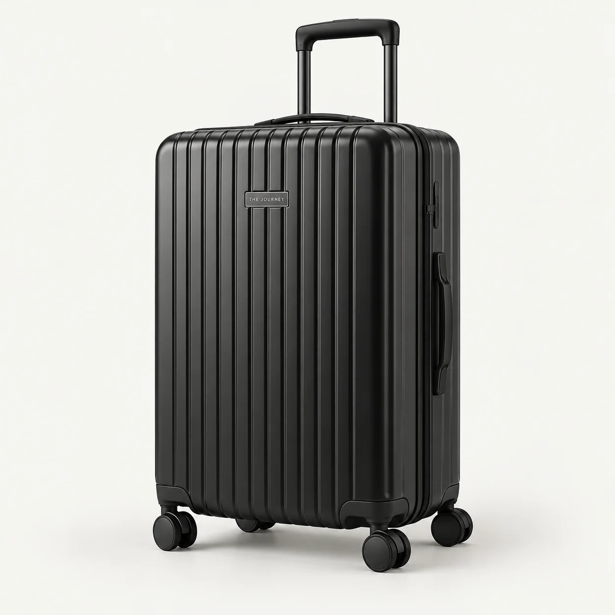 Conceptillustratie van de The Journey-koffer in zwart; geen foto van het definitieve product